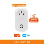 Tuya Smart Socket IsraeL Plug 16A Power Monitor Wifi Light Switch Smart Life Remote Control Outlet For Alexa, Google Assistant