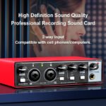 2-канальный аудиоинтерфейс звуковая карта с дисплеем, профессиональный студийный микшер для записи электрогитары на месте, 24 бит/196 кГц для записи музыки, XLR-интерфейс с 48 фантомным питанием, аудиобокс для ПК/Win/стриминга