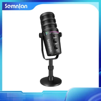 SEMNLAN LM10 Dynamic Microphone for Podcasting Recording,PC Computer Streaming Gaming Mic With Mute Button Headphone Jack Inside