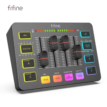 FIFINE USB Gaming Mixer With XLR Microphone Interface,48V Phantom Power,RGB, Sound Card for Podcasting Streaming AmpliGame SC3 — AliExpress 44 — Color : SC3 — Ships From : CHINA