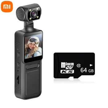 Xiaomi 8K HD Handheld Pocket Camera 180 ° Rotating Mini Portable Camera and 64GB card